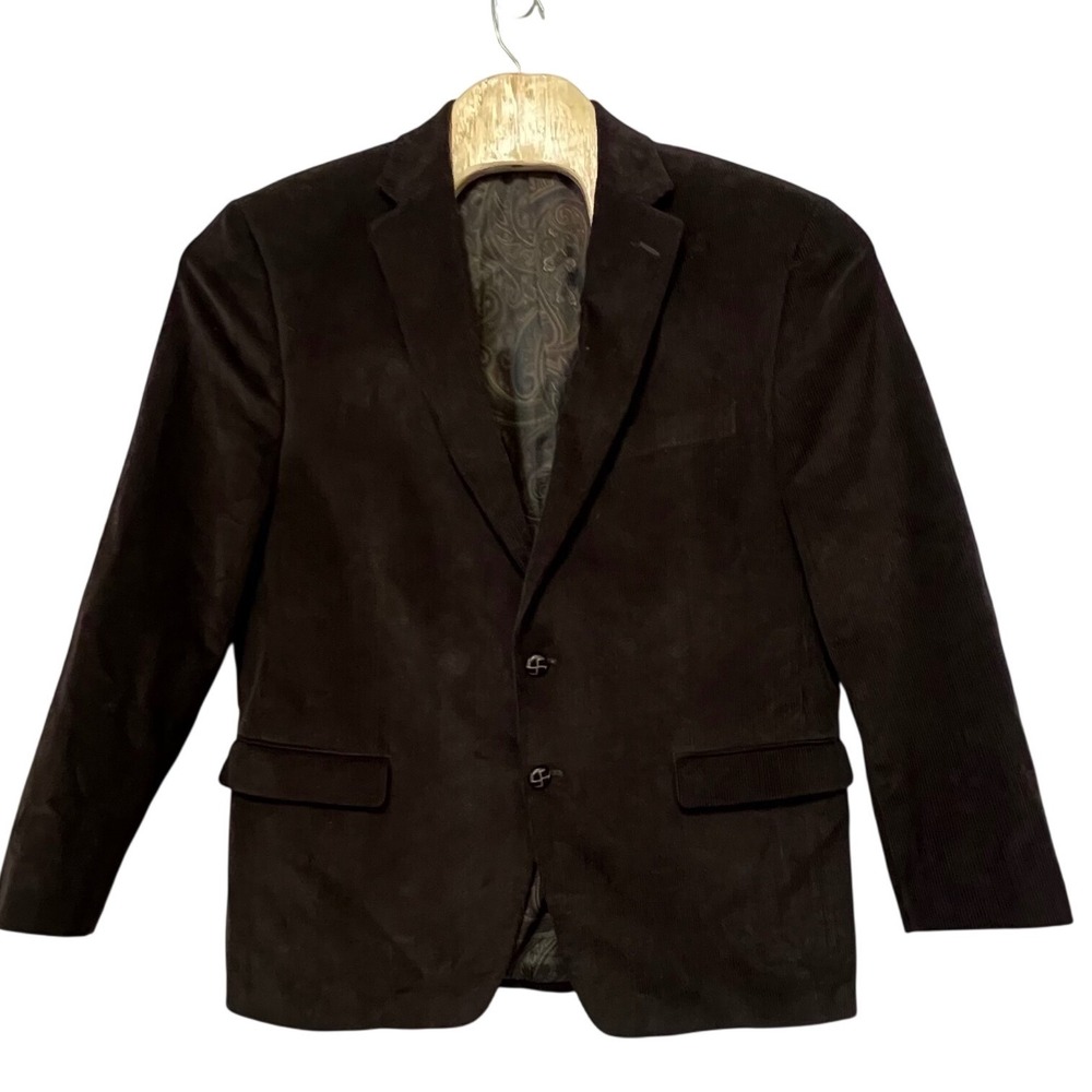 Lauren Ralph Lauren Mens Brown Corduroy Blazer Paisley Lining Sport Coat 40R
